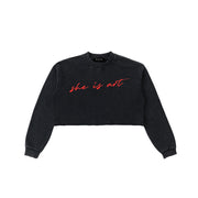 THE MARLENY WOMENS CROPPED SWEATER VINTAGE BLACK