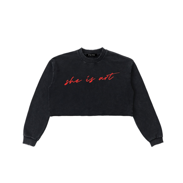 THE MARLENY WOMENS CROPPED SWEATER VINTAGE BLACK