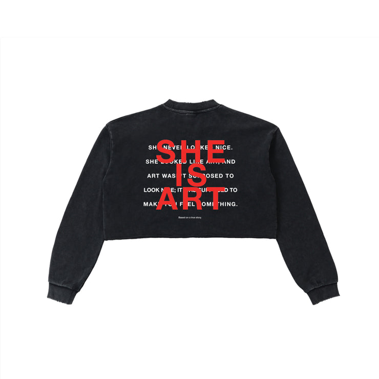 THE MARLENY WOMENS CROPPED SWEATER VINTAGE BLACK