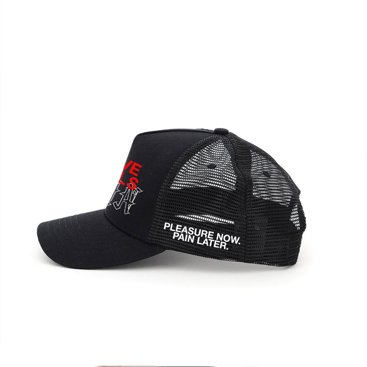 THE LOVE KILLS PAIN CANVAS MESH BACK TRUCKER HAT